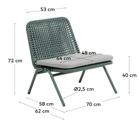 Sillón Malta de cuerda poliéster verde