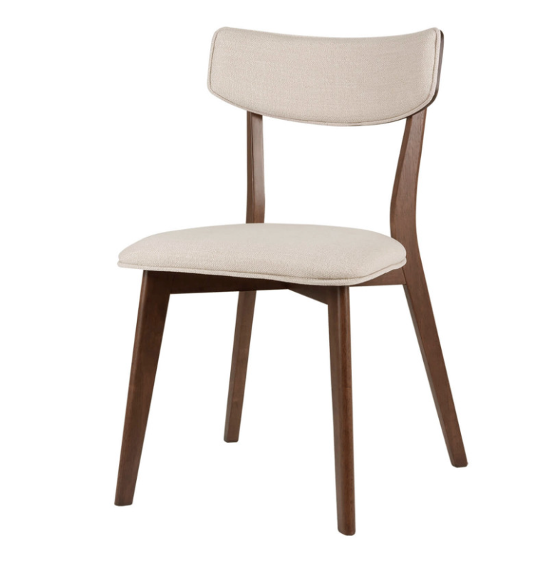 Silla Anais madera nogal tela beige