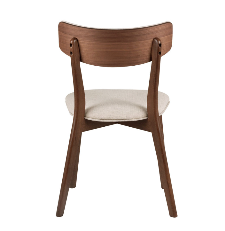 Silla Anais madera nogal tela beige