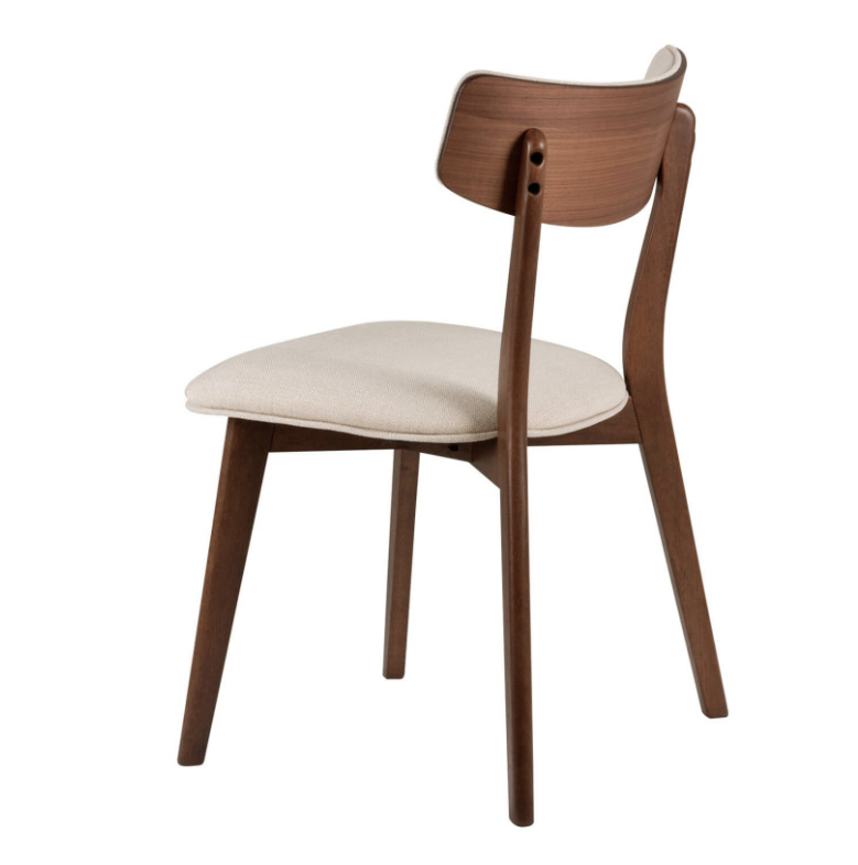 Silla Anais madera nogal tela beige