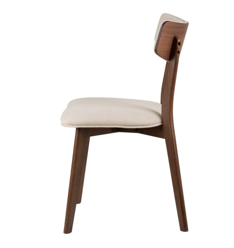 Silla Anais madera nogal tela beige