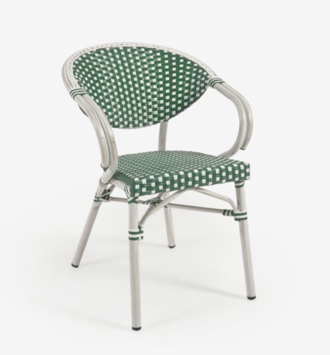 Silla con brazos bistro Arles new ratan verde