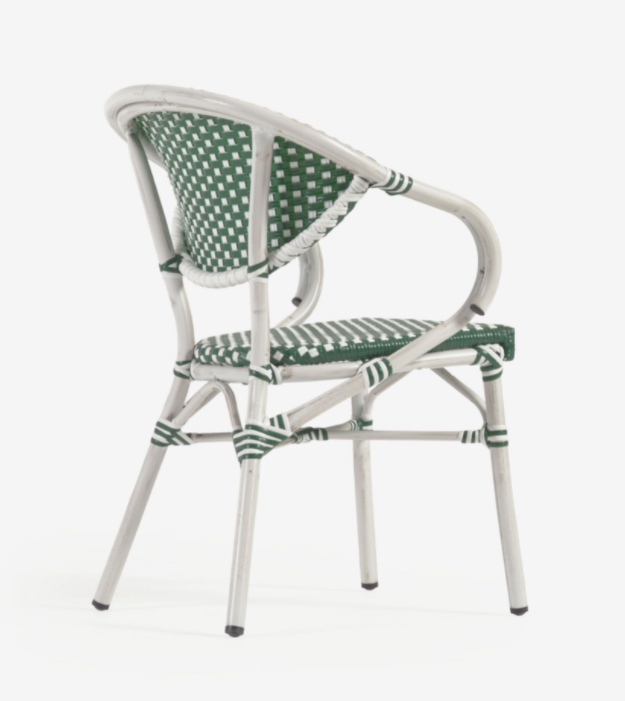 Silla con brazos bistro Arles new ratan verde