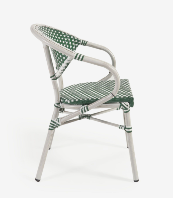 Silla con brazos bistro Arles new ratan verde