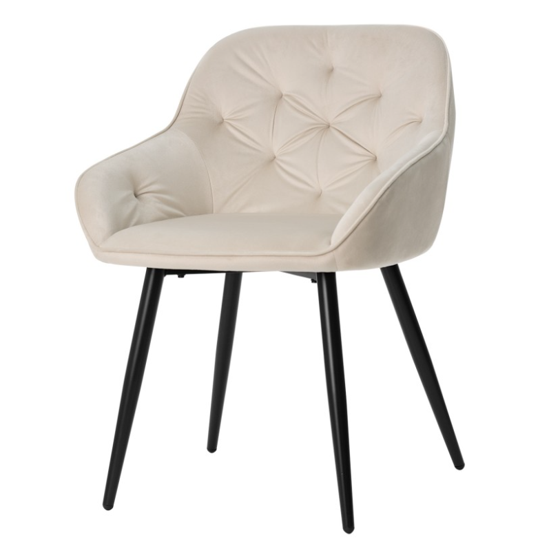 Silla Blanche  terciopelo beige capitone