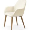 Silla tela borreguito blanco patas roble DC-623