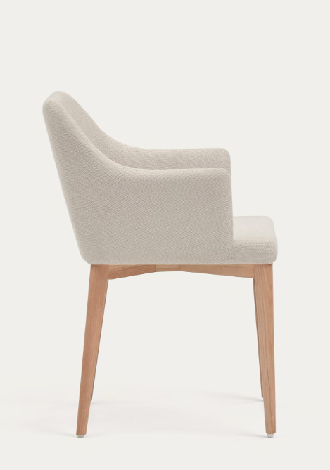 Silla Nau nordica brazos chenilla beige