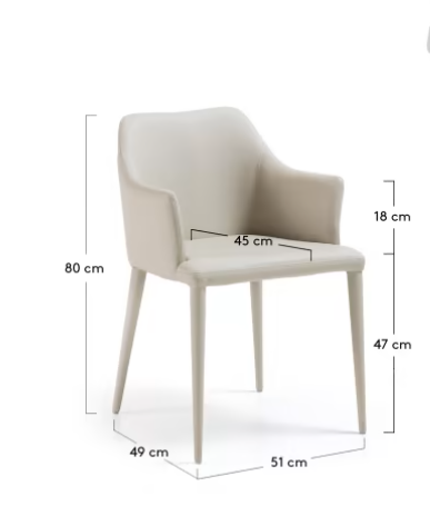 Silla Nau brazos tapizada piel beige