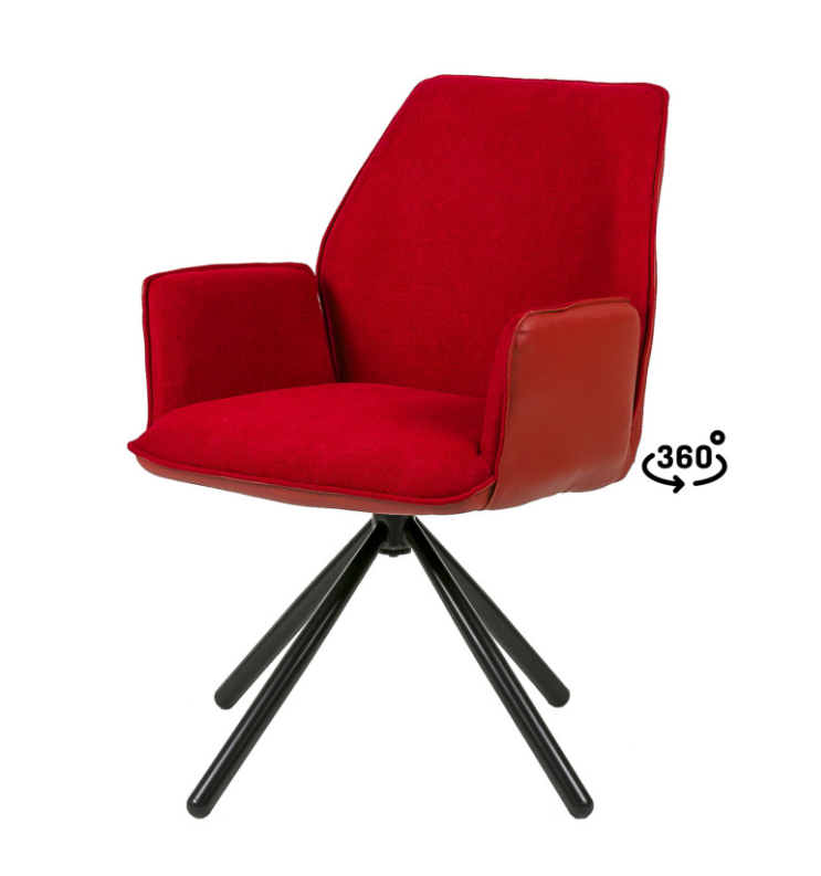 Silla giratoria con reposabrazos Carlyn rojo