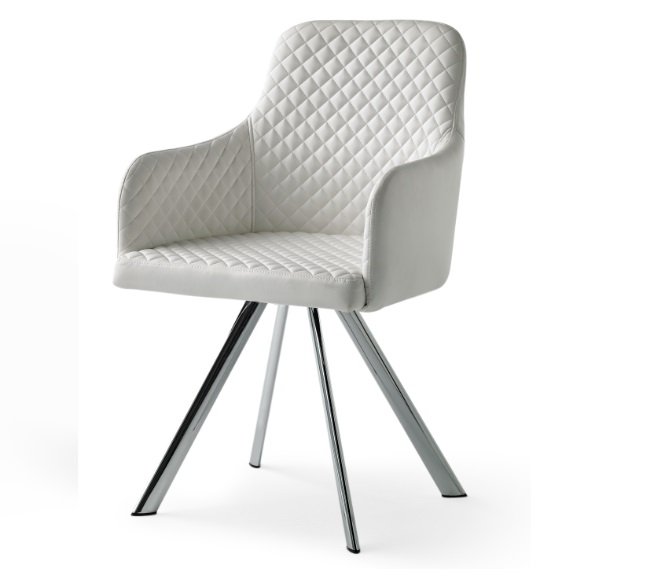 Silla giratoria con brazos polipiel blanco DC-112