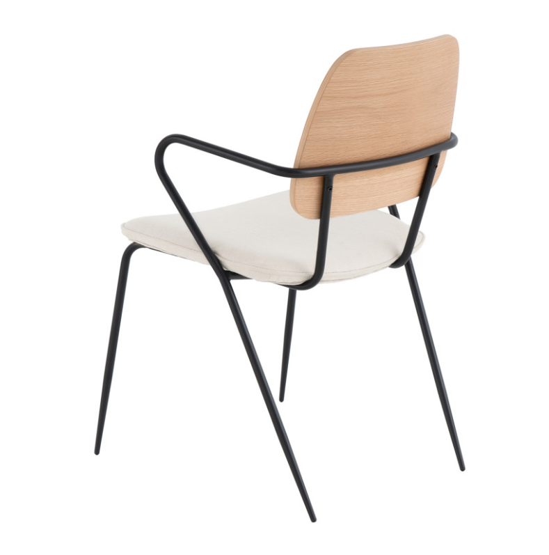 Silla Darla madera roble tapizado beige