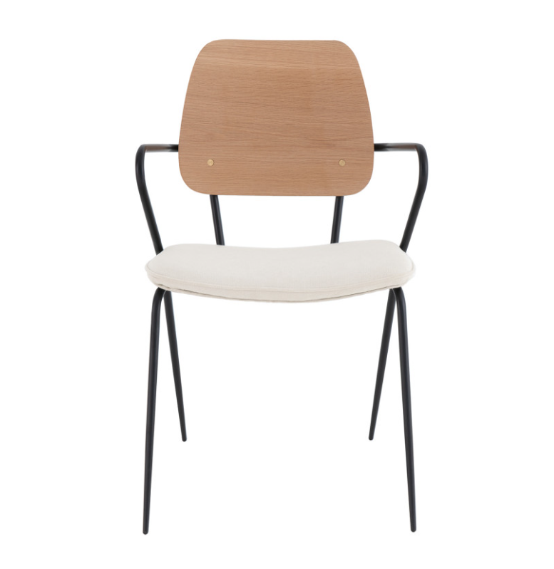 Silla Darla madera roble tapizado beige