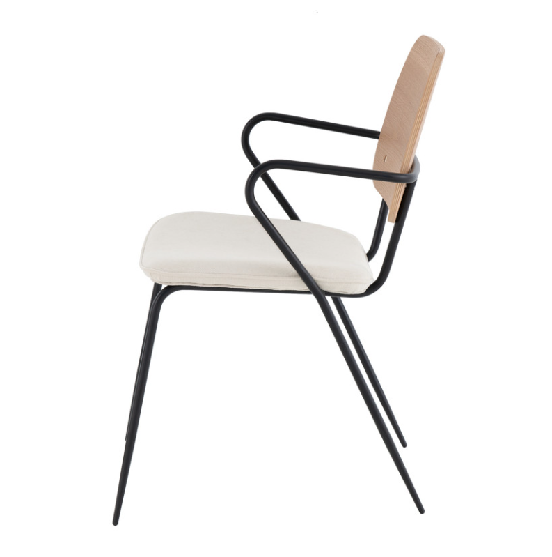 Silla Darla madera roble tapizado beige