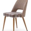 Silla tela beige combinada burberry pata madera DC-624