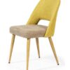 Silla tela oliva combinada beige pata madera DC-624