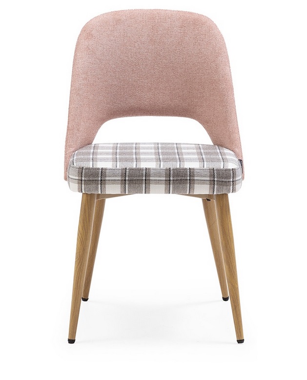 Silla tela rosa combinada burberry pata madera DC-624