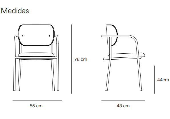 Silla Eclipse madera en roble y tela gris