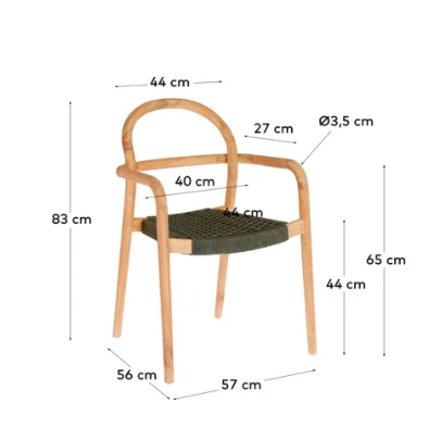 Silla Marbella madera maciza cuerda verde