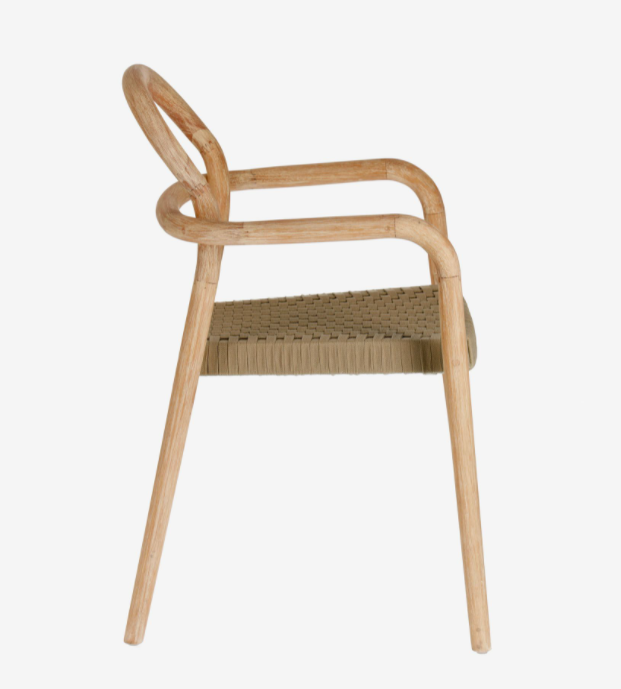 Silla Marbella madera maciza cuerda beige