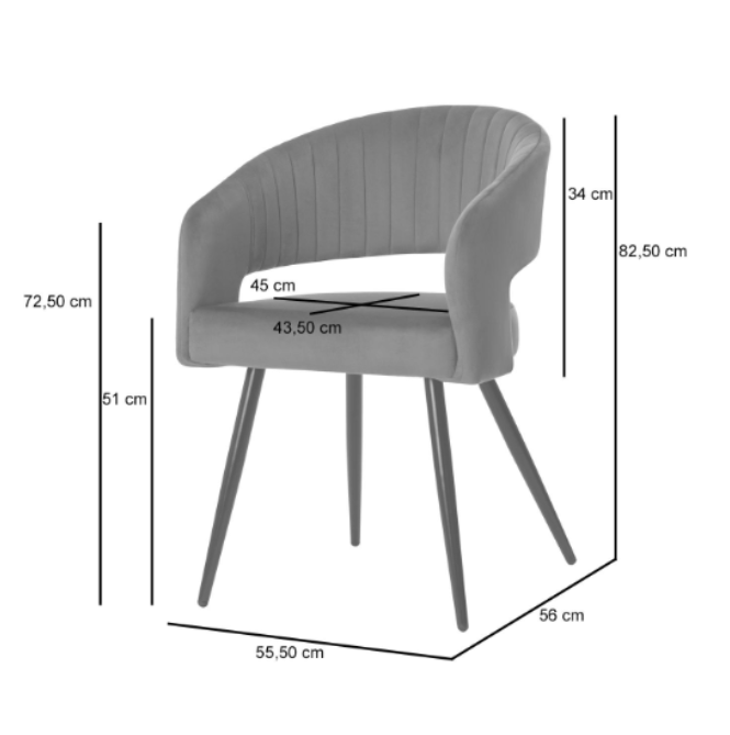 Silla Kora tapizado gris oscuro