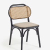 Silla Mareti madera maciza de olmo negro y asiento de tela