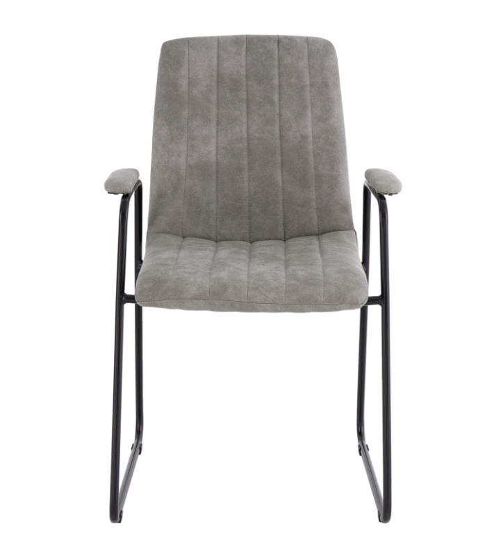 Silla con brazos Naomi efecto cuero gris claro