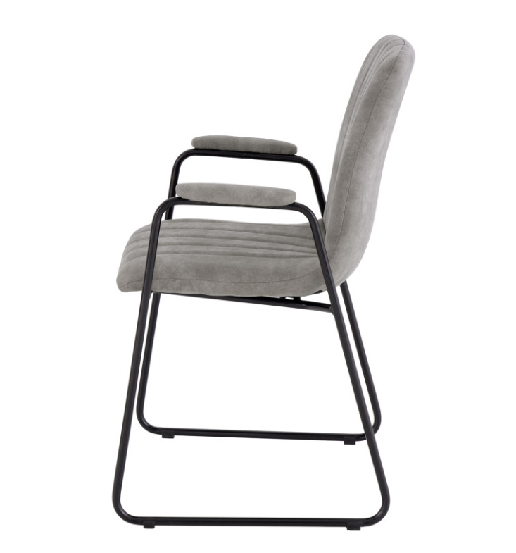 Silla con brazos Naomi efecto cuero gris claro