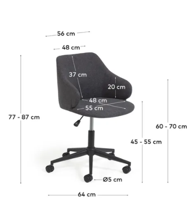 Silla de oficina Alba asiento giratorio gris oscuro