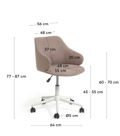 Silla de oficina Alba asiento giratorio rosa