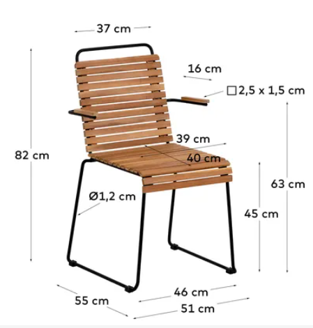 Silla con brazos Ameli madera maciza de acacia