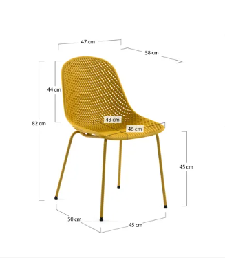 Silla Queen polipropileno y acero amarillo