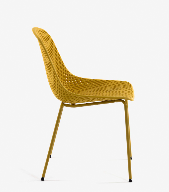 Silla Queen polipropileno y acero amarillo