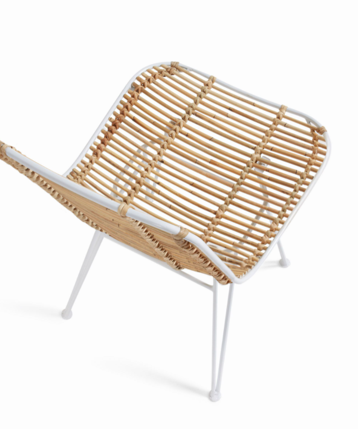 Silla rattan metal blanco