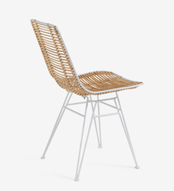 Silla rattan metal blanco