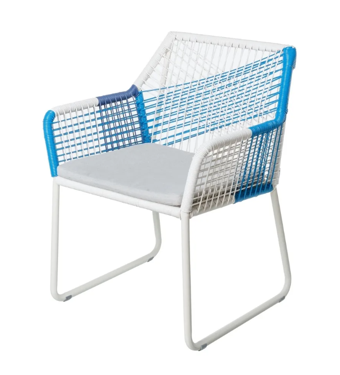 Silla Vivienne aluminio ratán azul