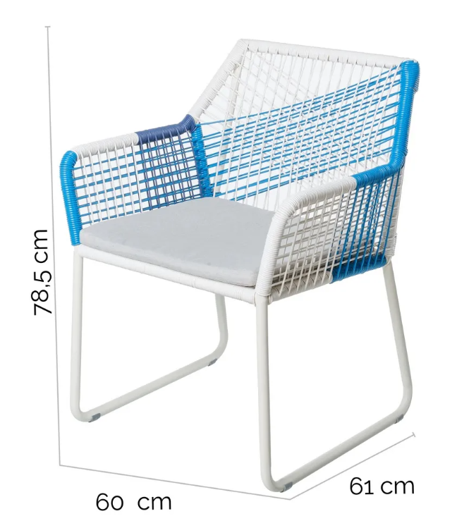 Silla Vivienne aluminio ratán azul