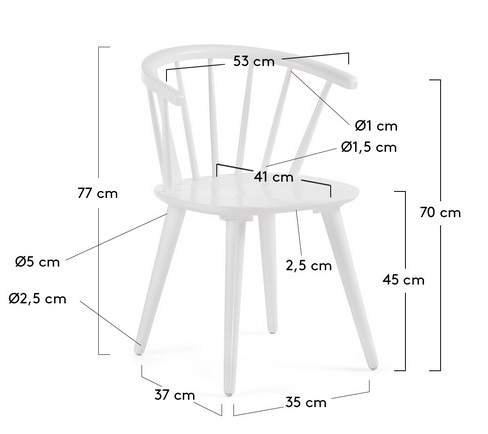 Silla windsor curva madera blanco