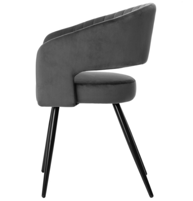 Silla terciopelo Zaira gris oscuro