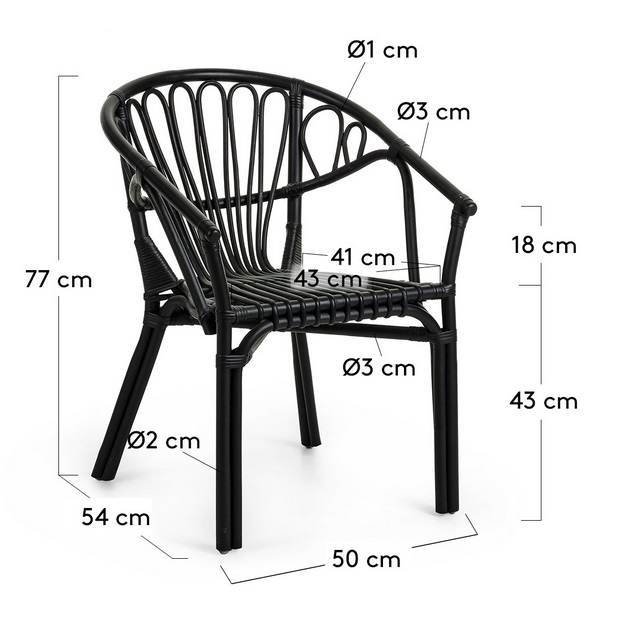 Sillon mitte curvo ratan negro