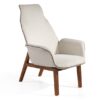 Sillon Amberes alto tela beige Nogal