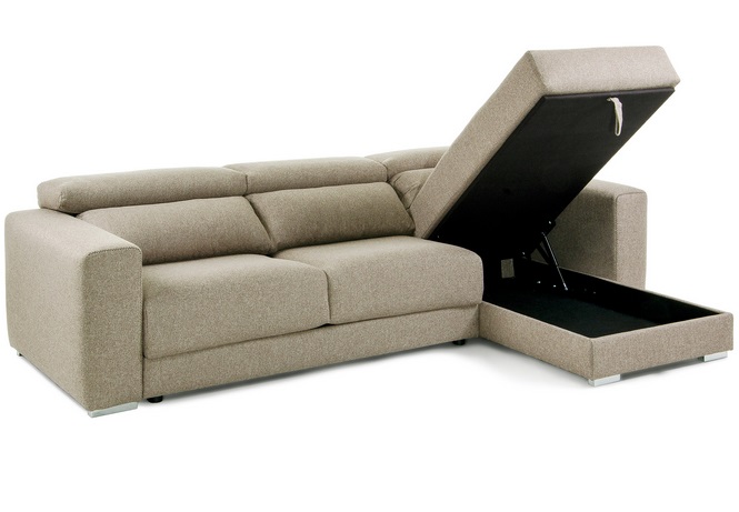 Sofa binari deslizante 3 plazas chaise longue tela beige