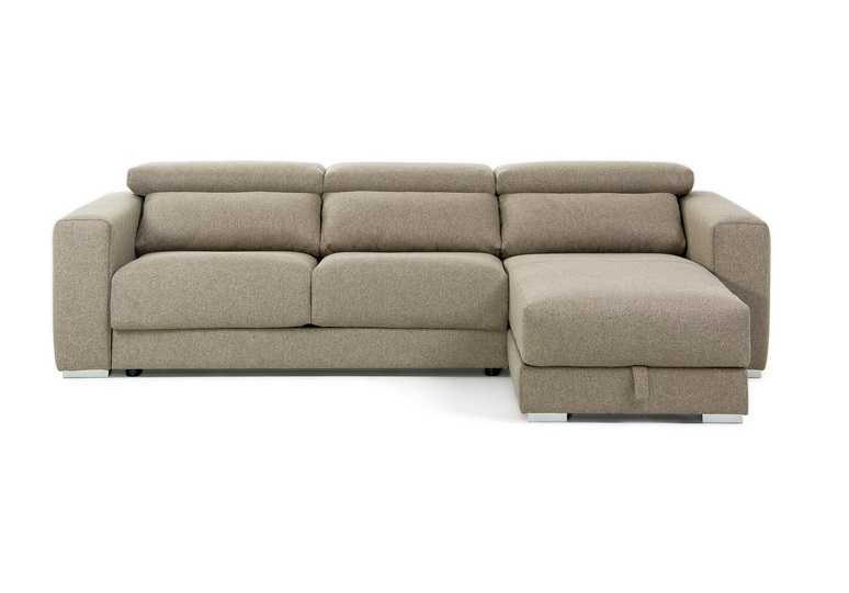 Sofa binari deslizante 3 plazas chaise longue tela beige