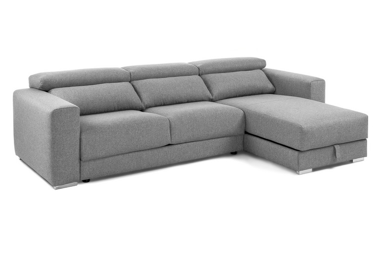 Sofa binari deslizante 3 plazas chaise longue tela gris