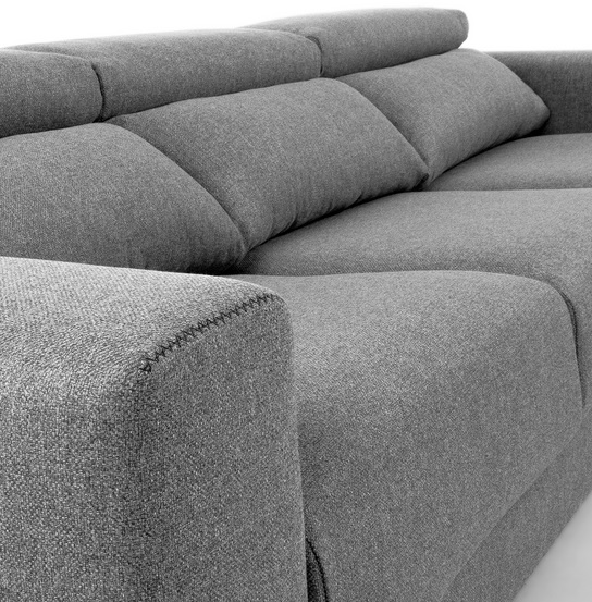 Sofa binari deslizante 3 plazas chaise longue tela gris