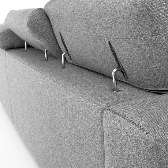 Sofa binari deslizante 3 plazas chaise longue tela gris