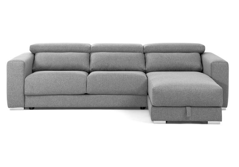 Sofa binari deslizante 3 plazas chaise longue tela gris