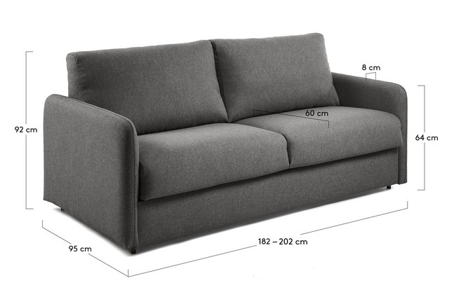 Sofa cama pocket colchon tela kansas grafito