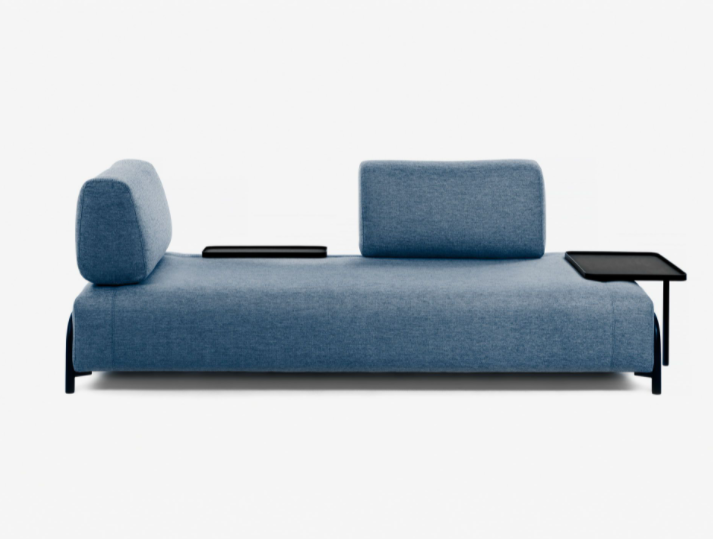 Sofa Damini 3 plazas azul con bandeja 252cm