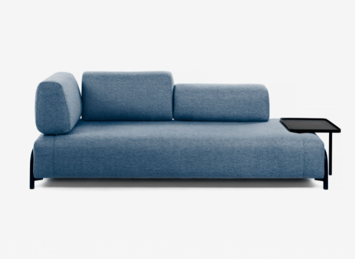 Sofa Damini 3 plazas azul con bandeja 252cm