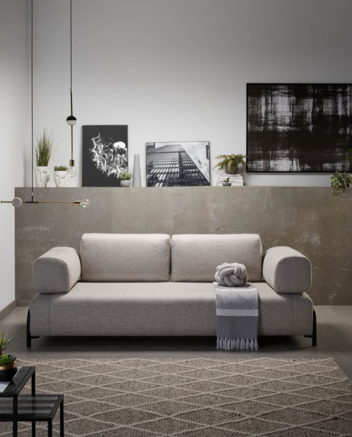 Sofa Damini 3 plazas gris claro 232cm